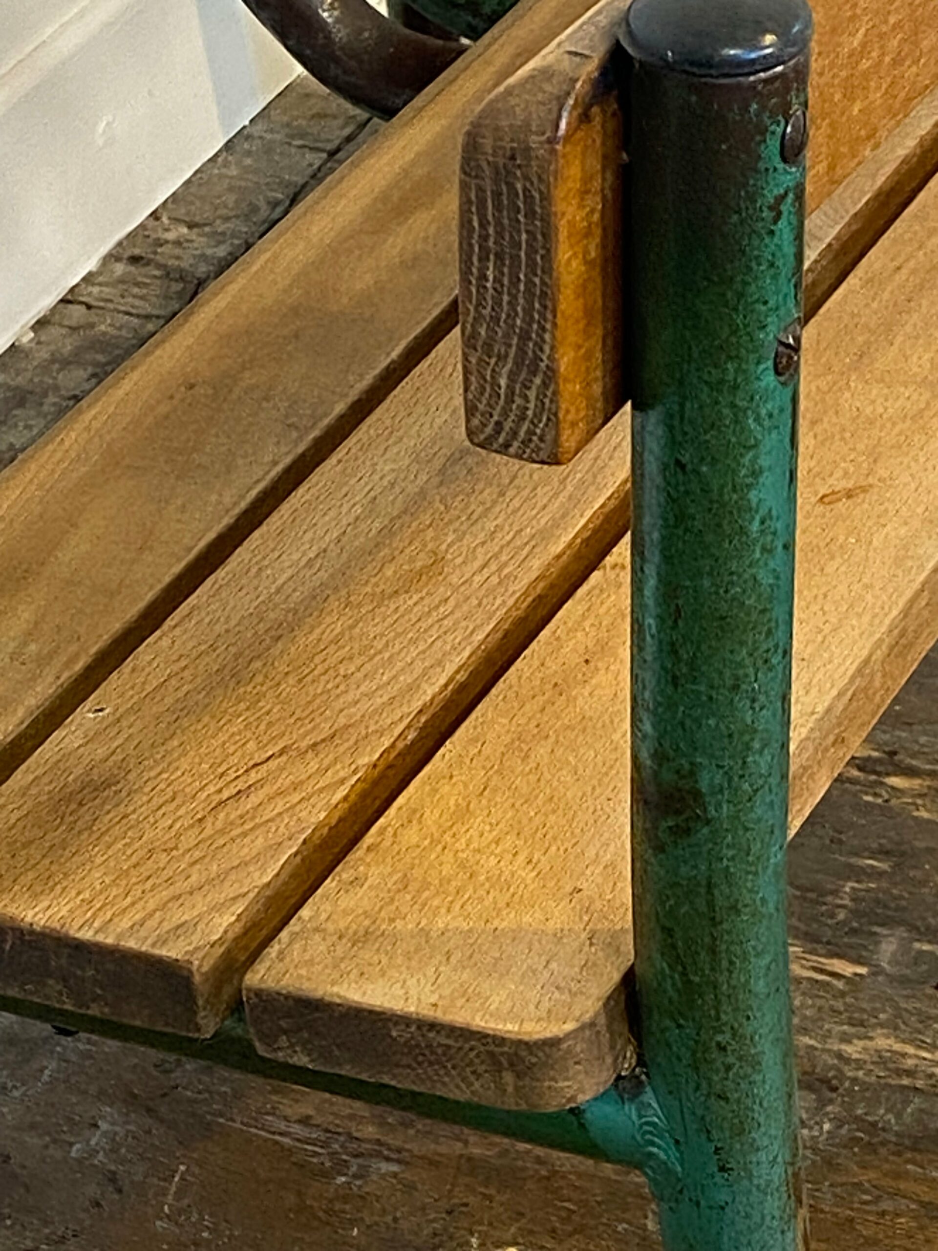 Vintage French School Desk by Delagrave – Wood & Metal Bench, Patina - Image 5