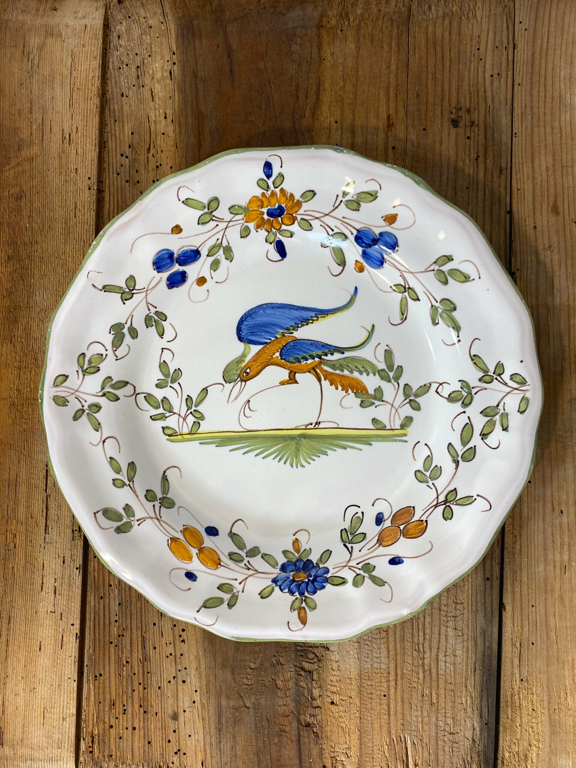 Vintage French Faience Plate Set – Moustiers Hand-Painted Pottery - Image 2