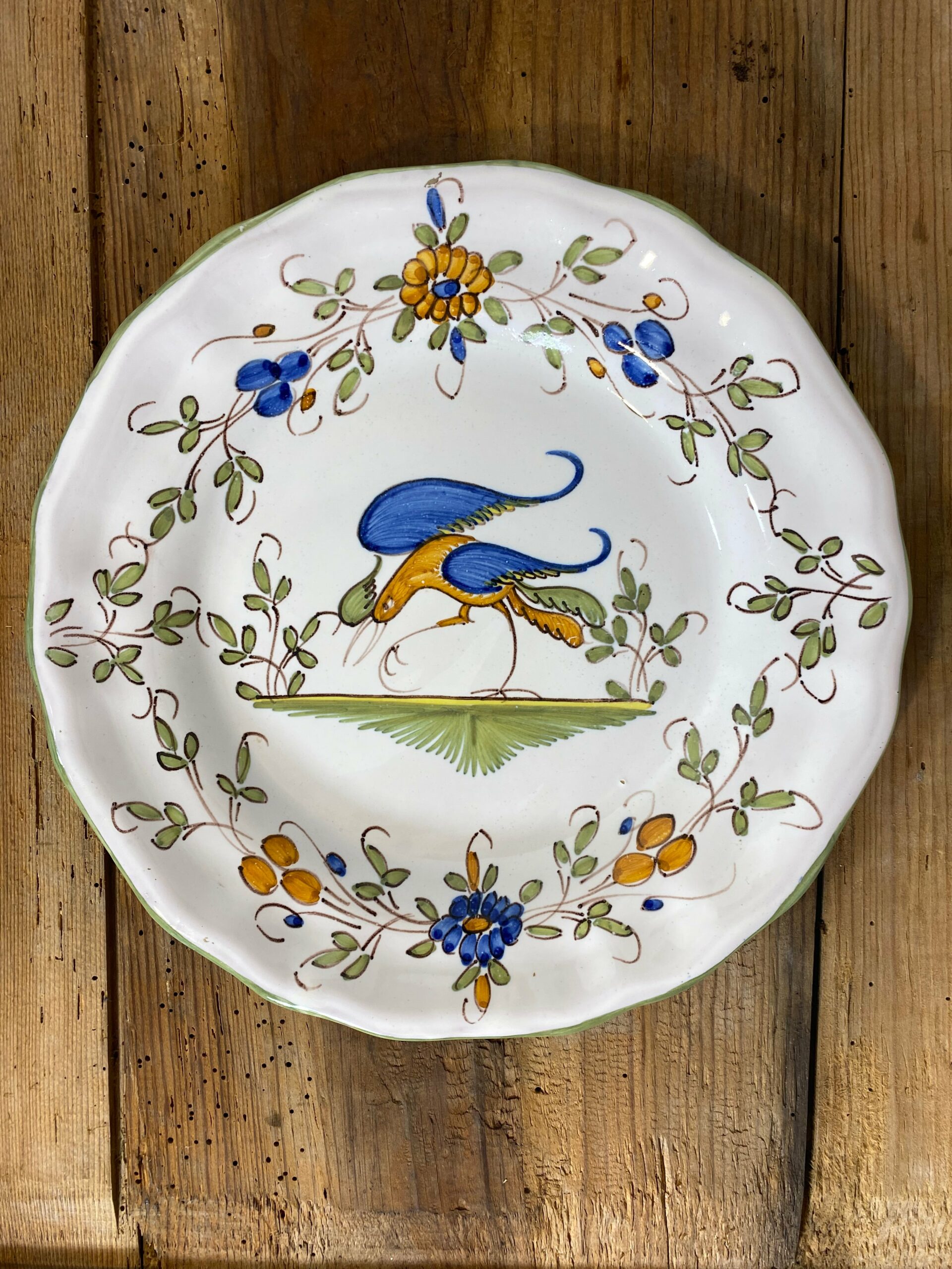 Vintage French Faience Plate Set – Moustiers Hand-Painted Pottery - Image 8