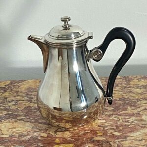 Saint Hilaire silver-plated teapot with ebonized handle - mid-20th century French silverware vintage tableware collectible