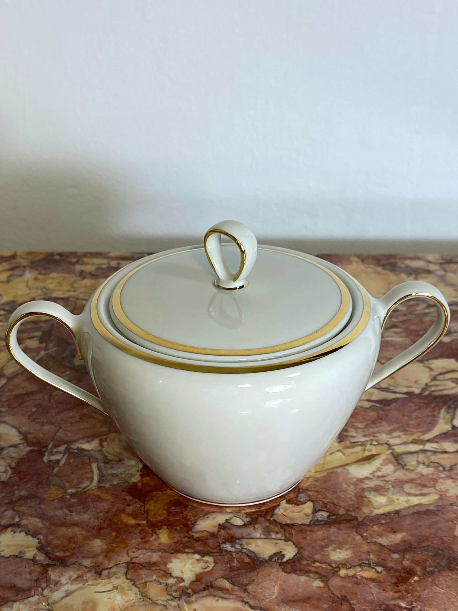 Vintage Bavarian Porcelain Tea Set – 9-Piece, Gilded Trim, Elegant - Image 5