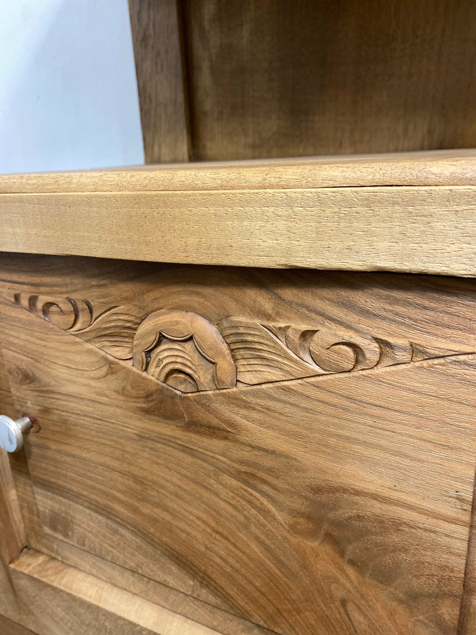 Antique Provincial Walnut Bedside Cabinet with Red Marble Top - Image 8