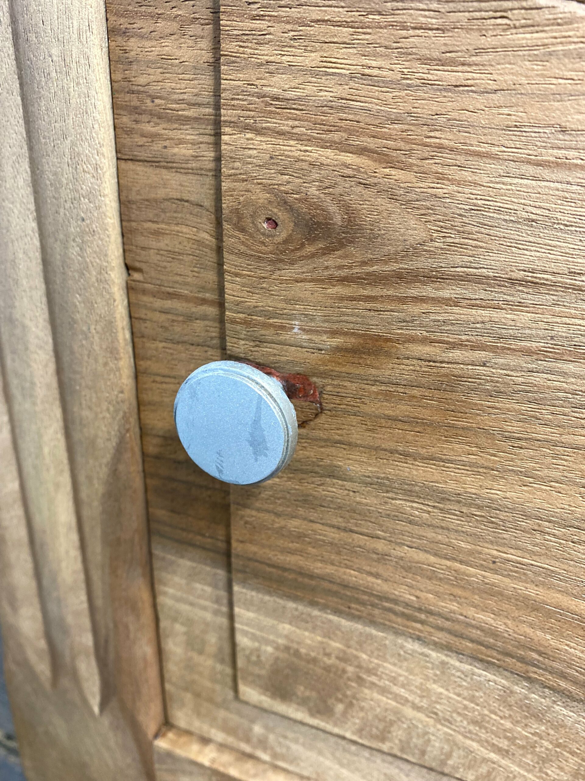 Antique Provincial Walnut Bedside Cabinet with Red Marble Top - Image 9