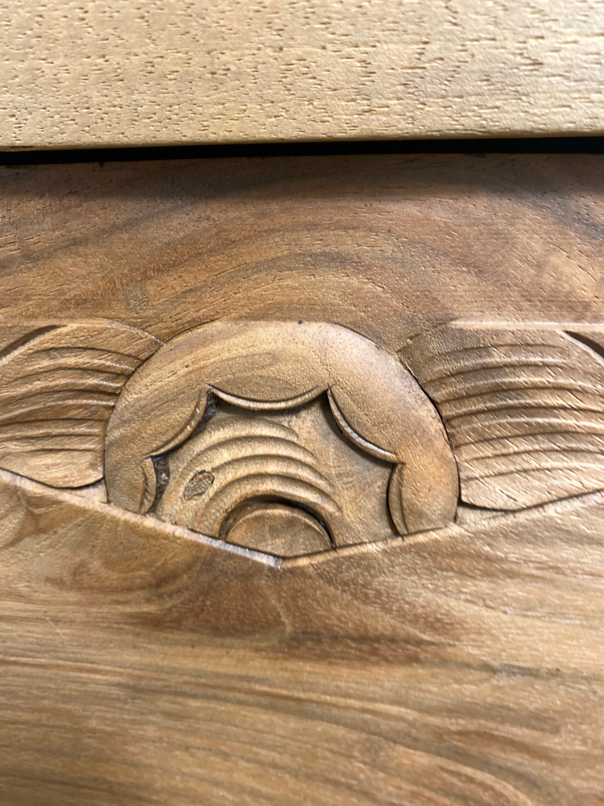 Antique Provincial Walnut Bedside Cabinet with Red Marble Top - Image 10