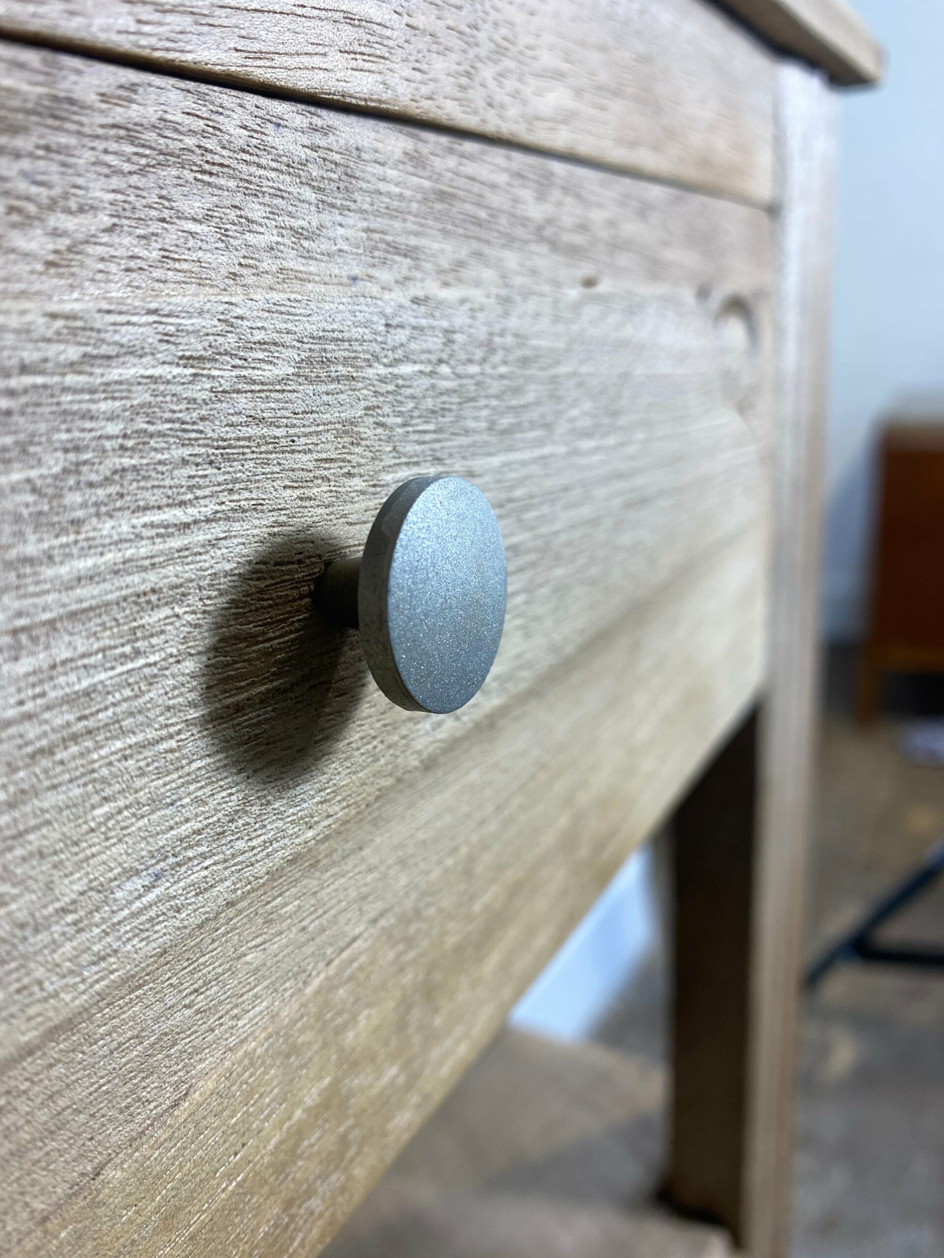 Antique Provincial Walnut Bedside Cabinet with Red Marble Top - Image 11