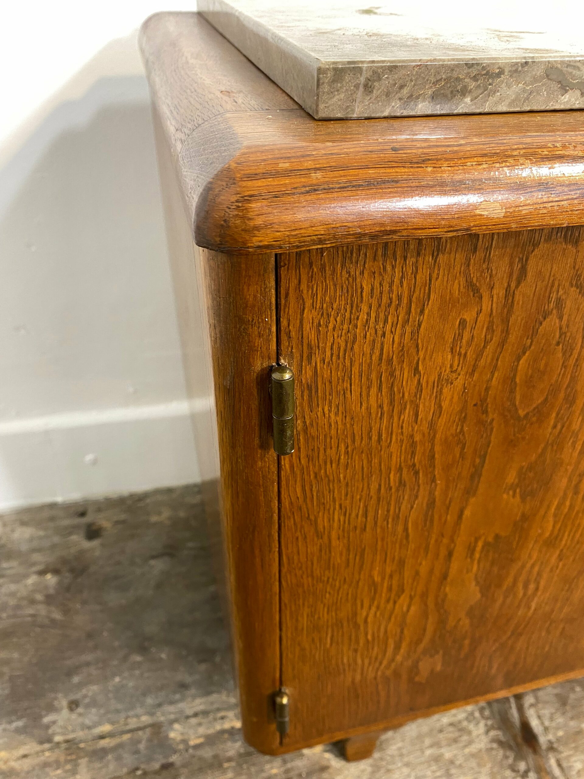Mid-Century Modern Wooden Cabinet with Marble Top, Circa 1950s - Image 7