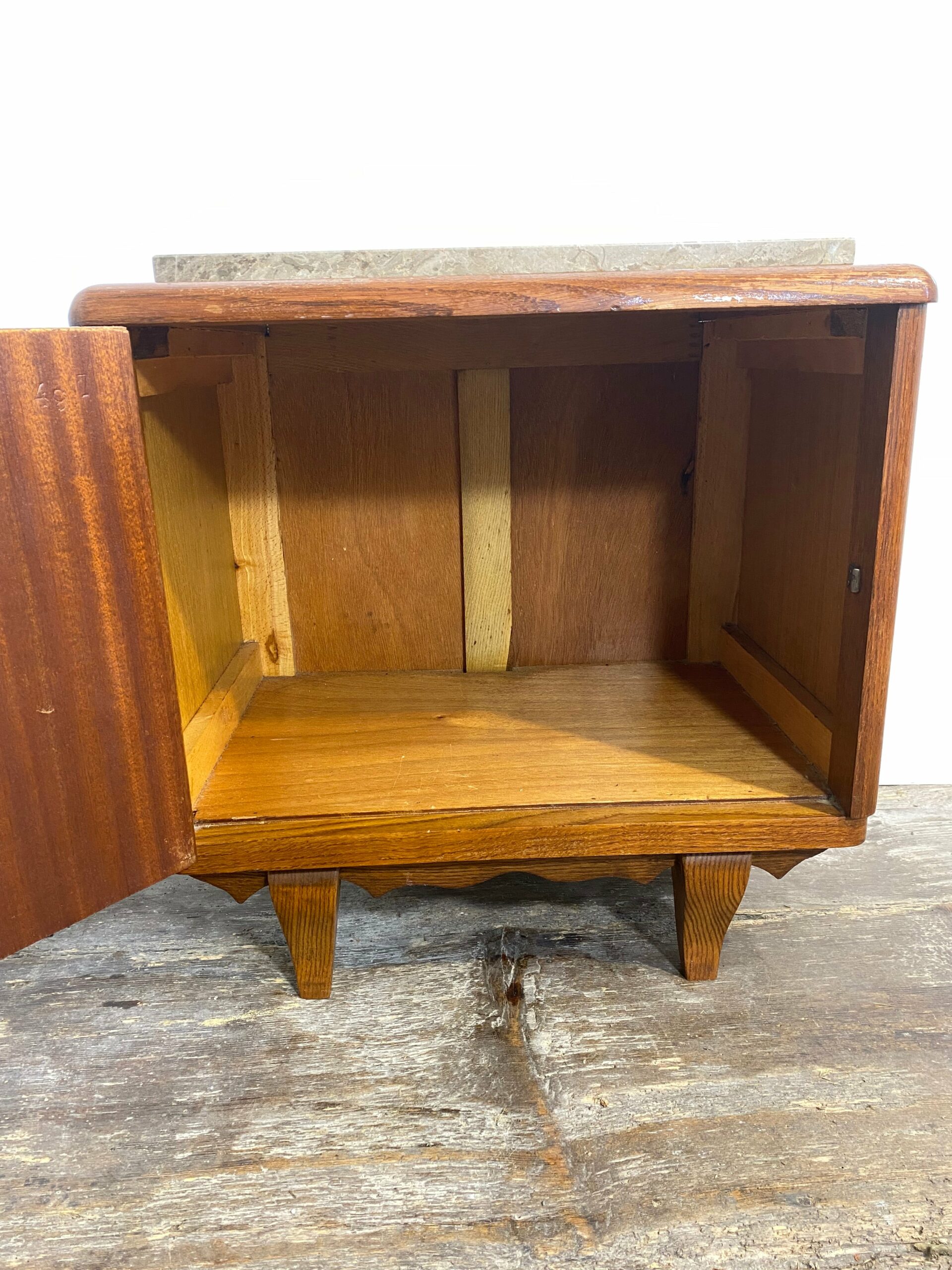 Mid-Century Modern Wooden Cabinet with Marble Top, Circa 1950s - Image 8
