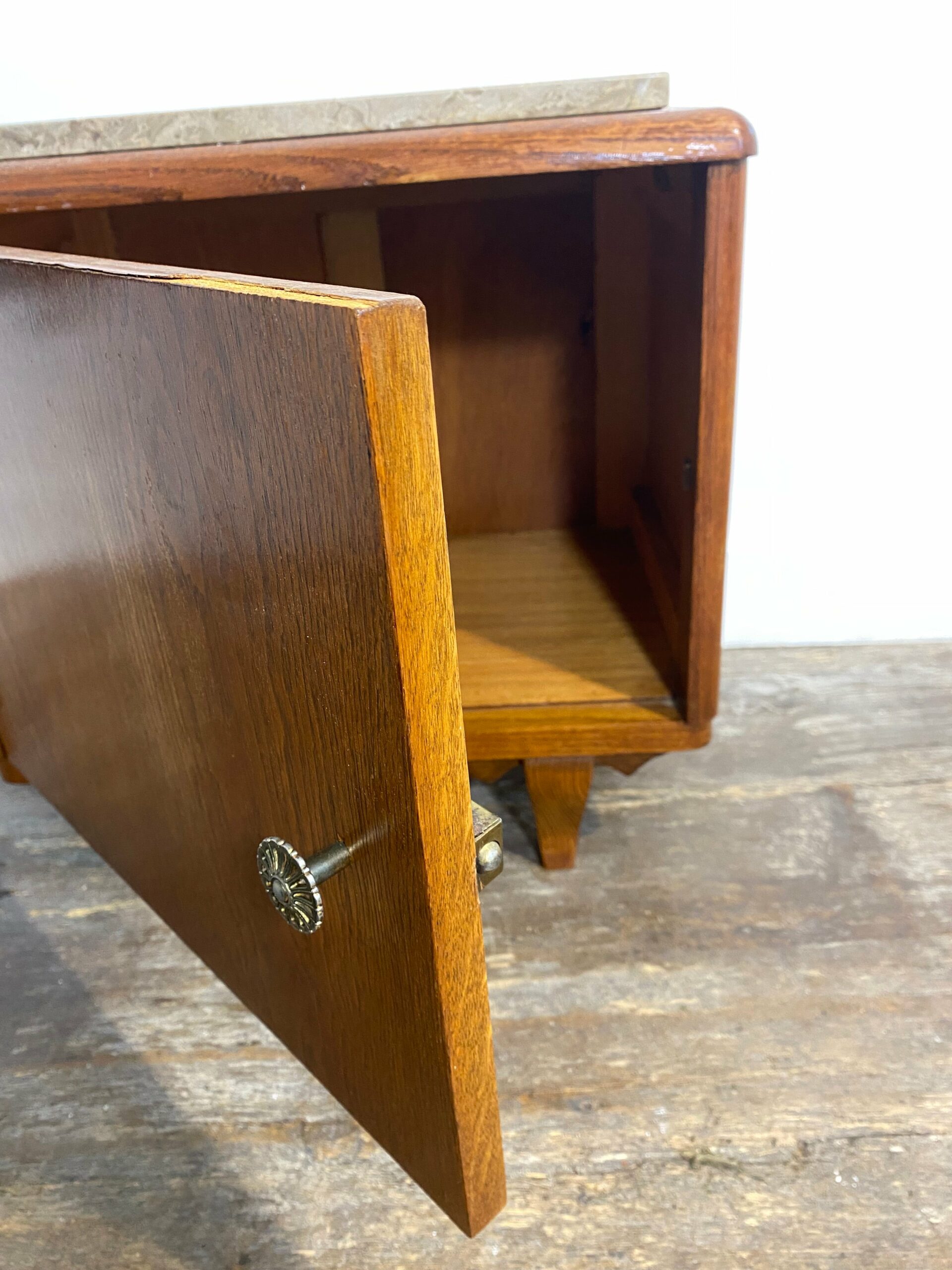 Mid-Century Modern Wooden Cabinet with Marble Top, Circa 1950s - Image 9