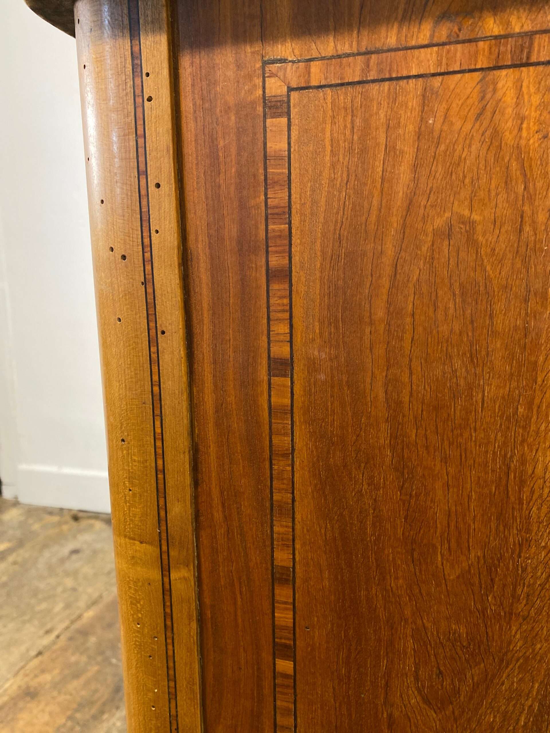 Antique Louis XVI-Style Marble-Top Nightstand with Marquetry - Image 9