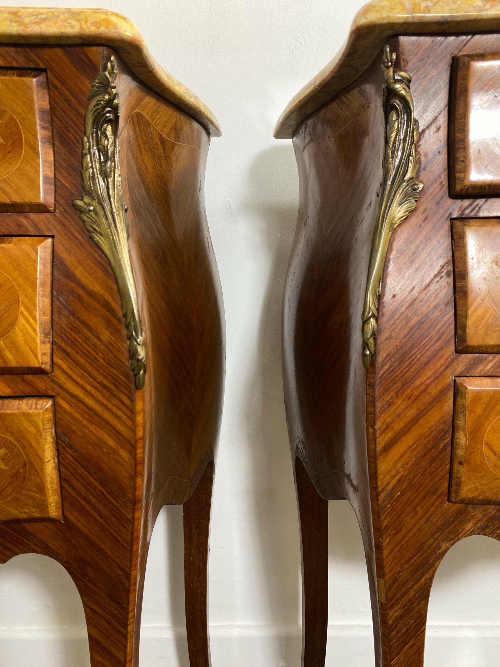 Pair of Louis XV-Style Bedside Cabinets with Marble Tops – Mid-20th Century - Image 19
