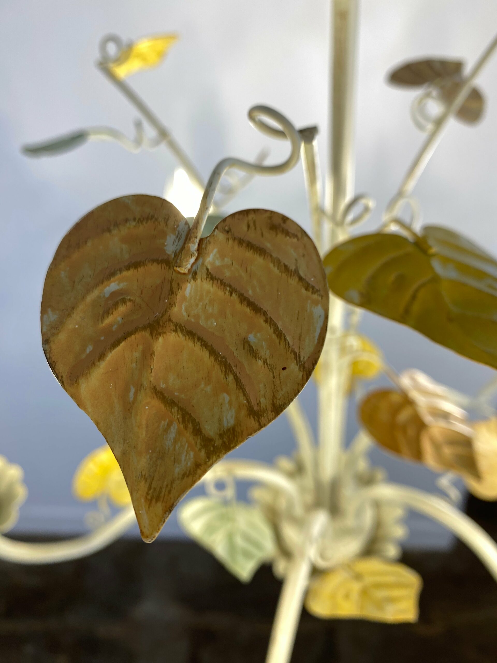 Vintage French Toleware Chandelier 5-Light Floral Leaf Shabby Chic Lighting - Image 12