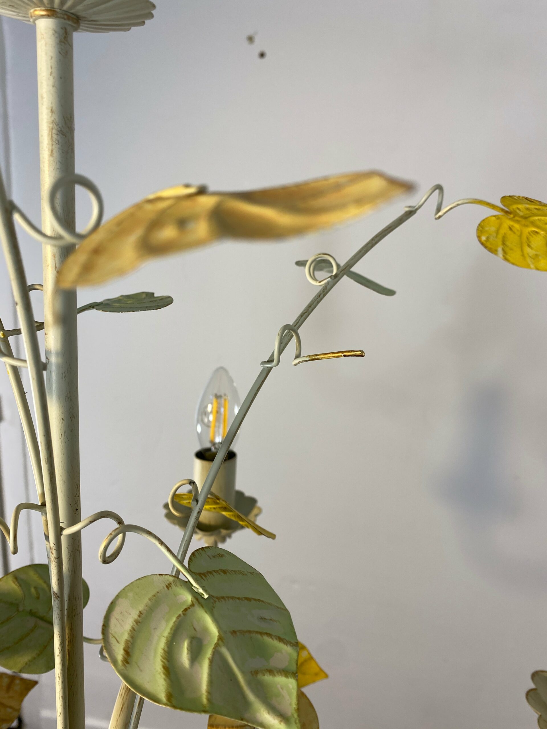 Vintage French Toleware Chandelier 5-Light Floral Leaf Shabby Chic Lighting - Image 14