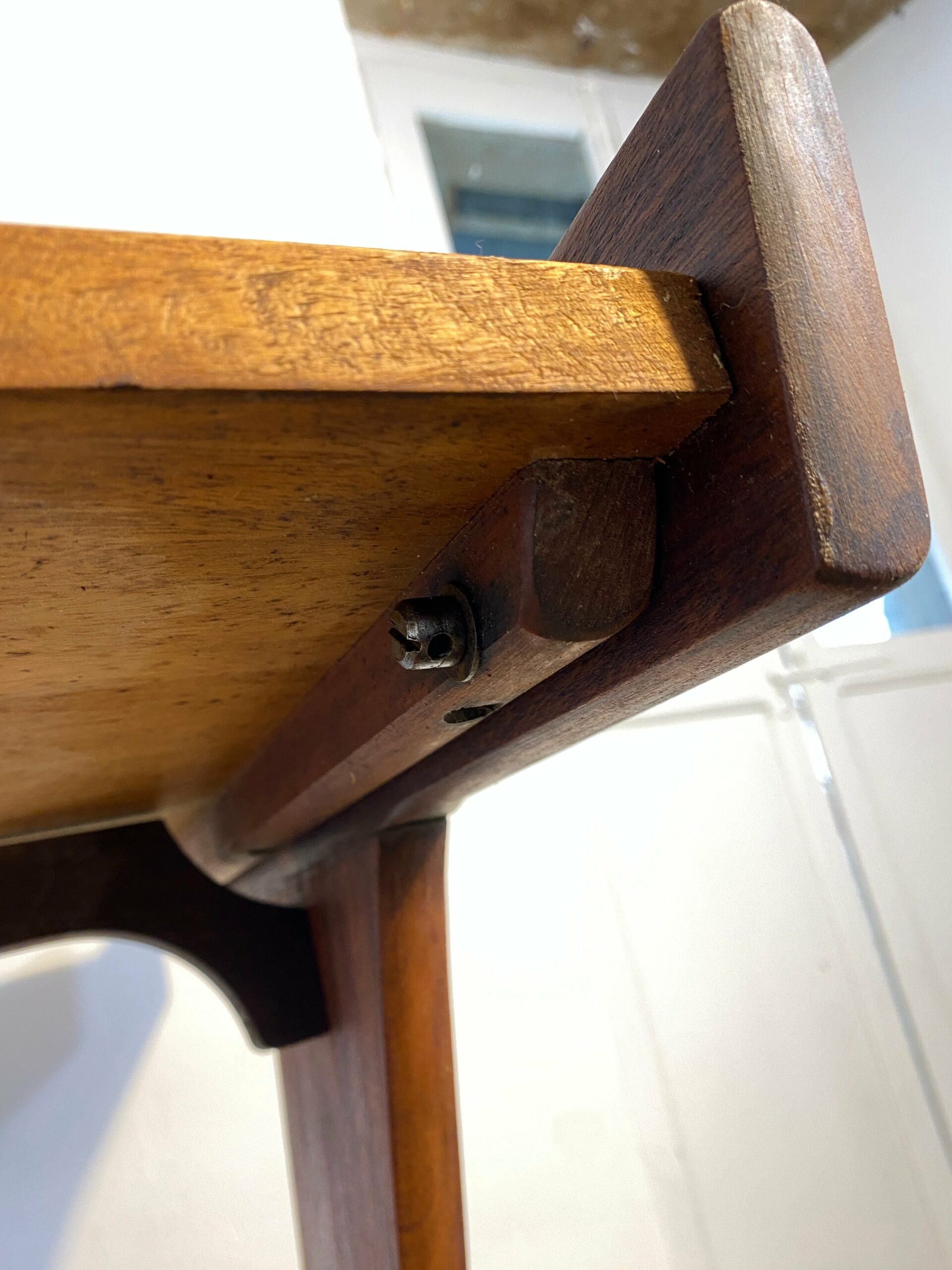 Vintage 1950s Mid-Century Modern Side Table on Casters – Sculptural Solid Wood Design - Image 5