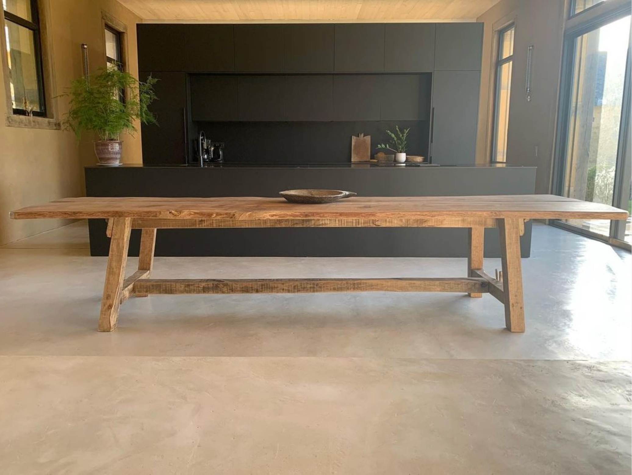 Vintage French farmhouse table in modern interior - handcrafted furniture by VintageFrance